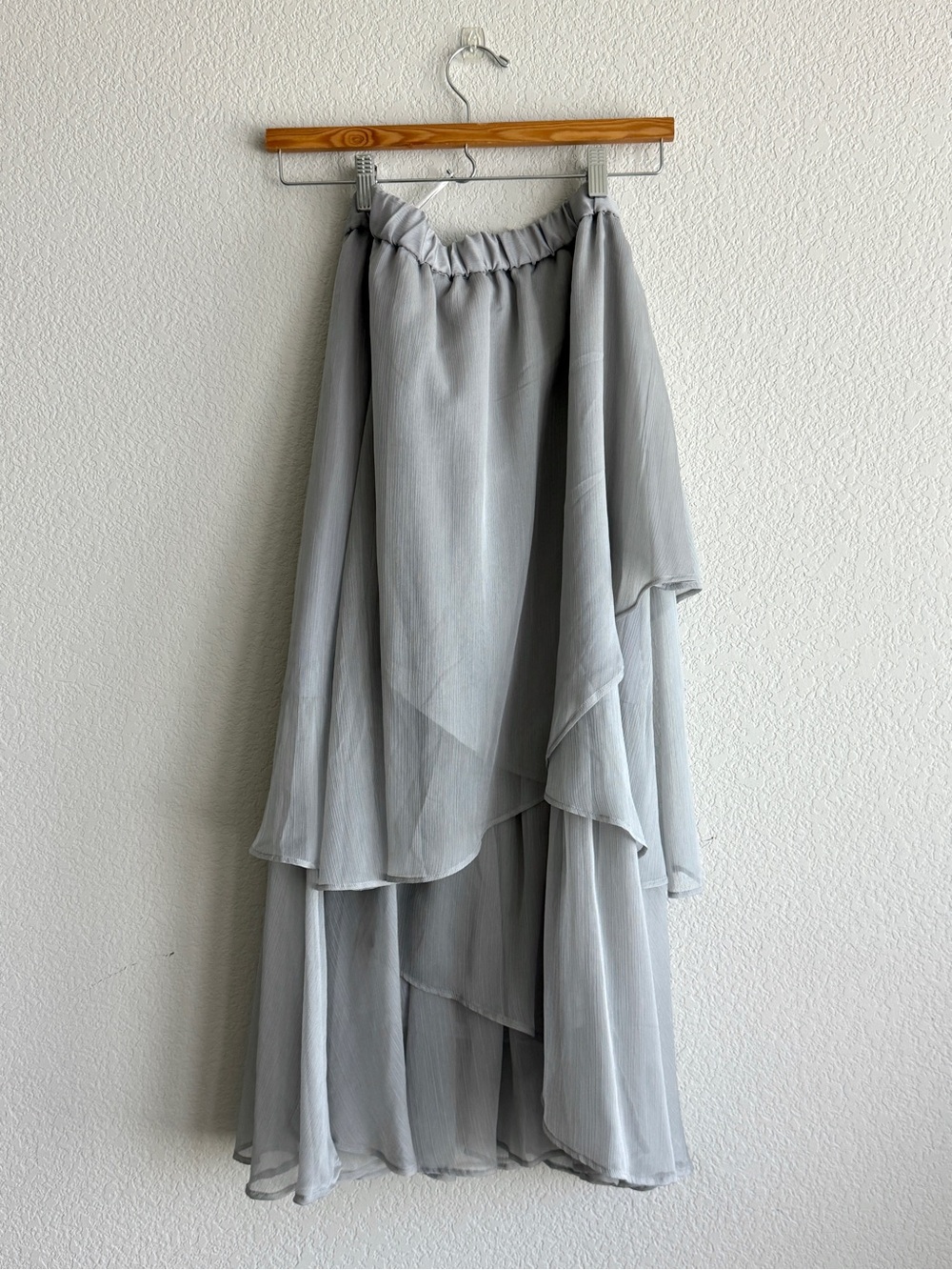 Light Gray Layered Chiffon Maxi Skirt